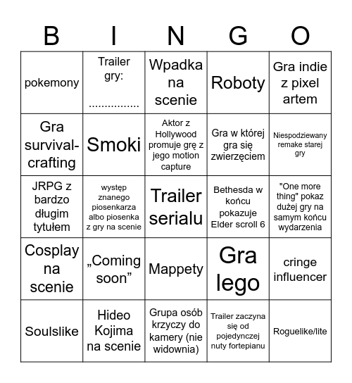 Bingo summerfestgames Bingo Card