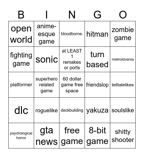 coco game fest Bingo Card