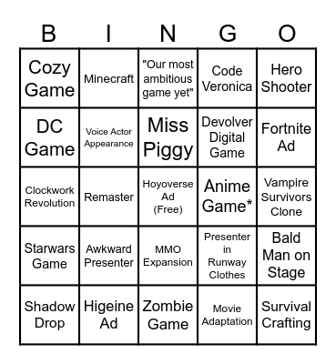 NoRoomforSmart's - Summer Game Fest 2026 Bingo Card