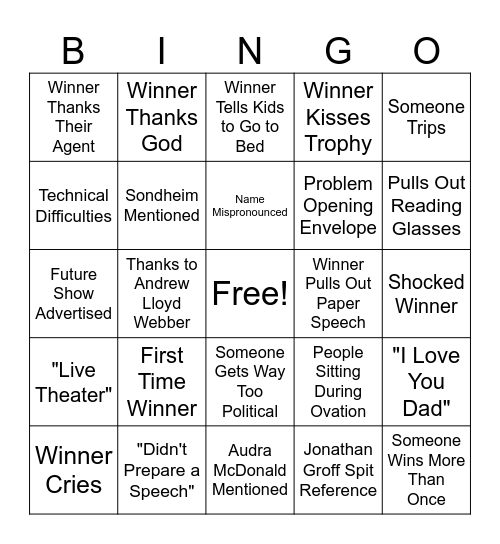 TONYS Bingo Card