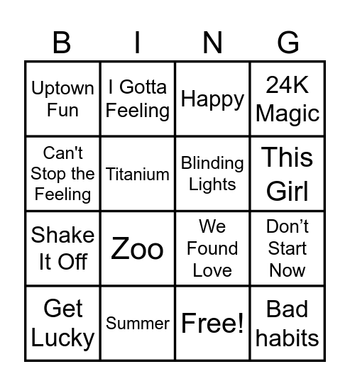 Bingo Volley Rock 2026 Bingo Card