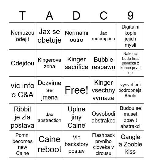 TADC Bingo Card