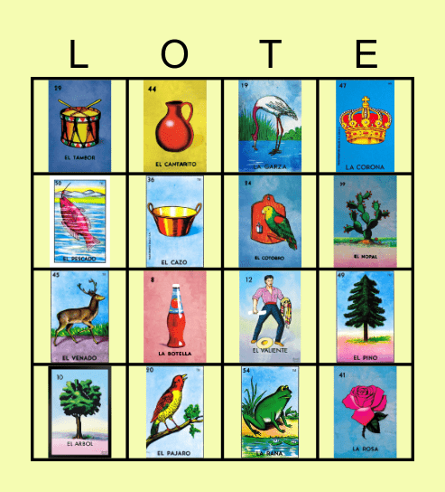 La lotería Bingo Card