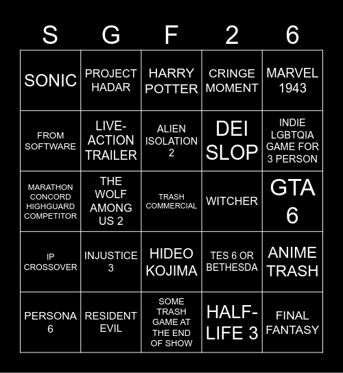SUMMER GAME FEST 2026 Bingo Card