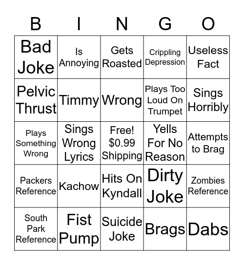 Matt Bingo Card