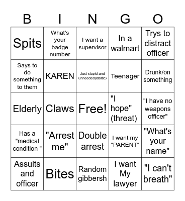 POLICE VIDOES BINGOOOO Bingo Card