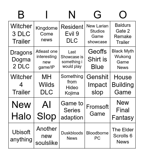 SGF 2026 Bingo Card