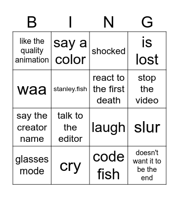 stanley time Bingo Card
