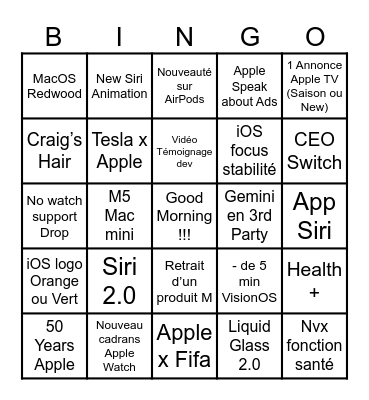 WWDC 2026 Bingo Card
