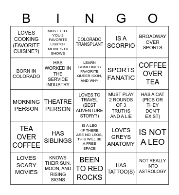 SINGLES NIGHT AT ICONS Bingo Card