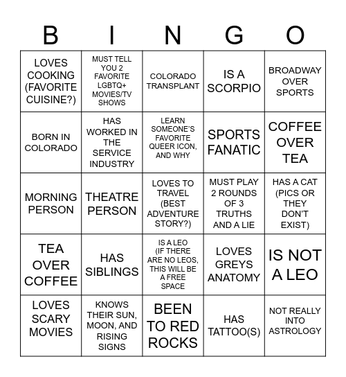 SINGLES NIGHT AT ICONS Bingo Card