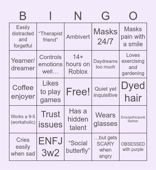 VIN KINNIE BINGO >_< Bingo Card