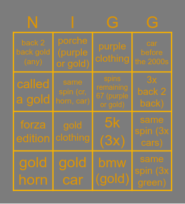 FORZA gamba bingo Card