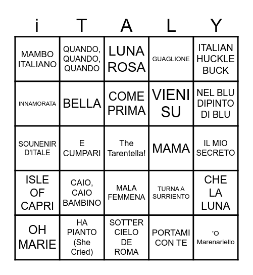 MB # 105  -  MOB HITS Bingo Card