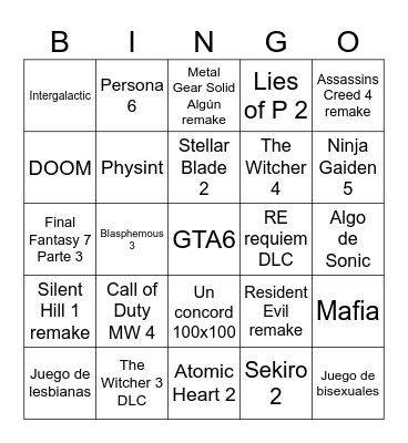 Summer Game Fest Bingo Card