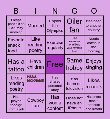 PEOPLE BINGO Card