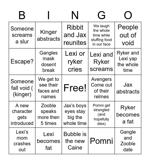 TADC???!!! Bingo Card
