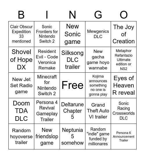 SUMMER GAME FEST SUZUKI BINGO Card
