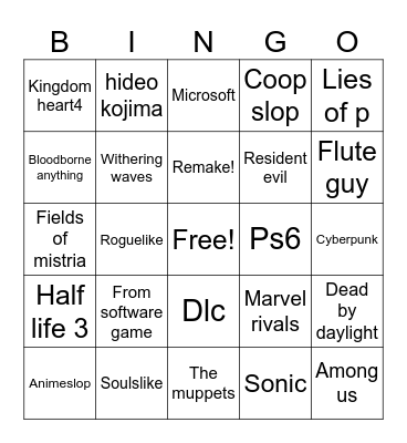 Game fest bingo Card