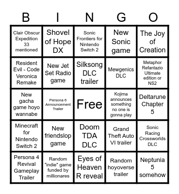 SUMMER GAME FEST SUZUKI BINGO Card