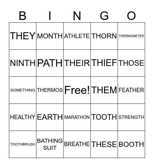 TH BINGO Card
