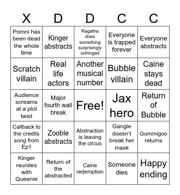 TADC Bingo Card