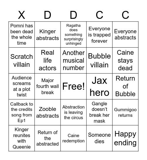 TADC Bingo Card