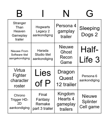 Summer Game Fest Bingo Extravaganza Bingo Card