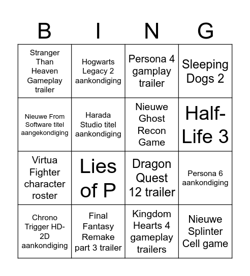 Summer Game Fest Bingo Extravaganza Bingo Card