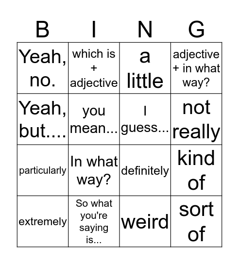 Advanced Conversation Bingo! Bingo Card