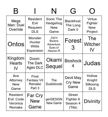 Summer Game Fest 2026 Bingo Card
