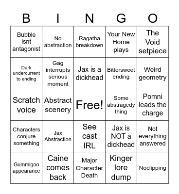 TADC Finale bingo Card