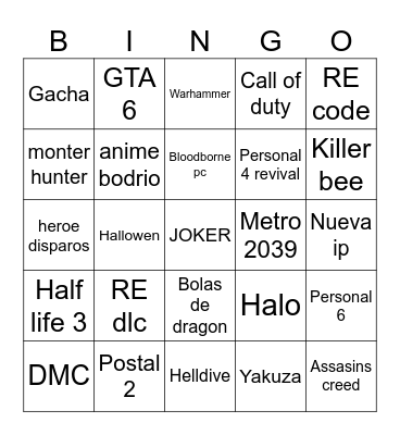Jueguiños Bingo Card