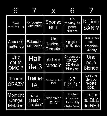 SUMMER GAME FEST 2026 Bingo Card