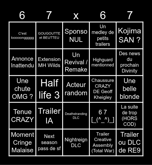 SUMMER GAME FEST 2026 Bingo Card