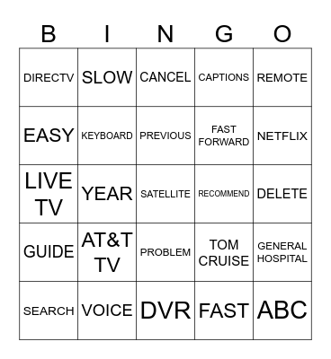 AT&T TV Benchmark Bingo Card