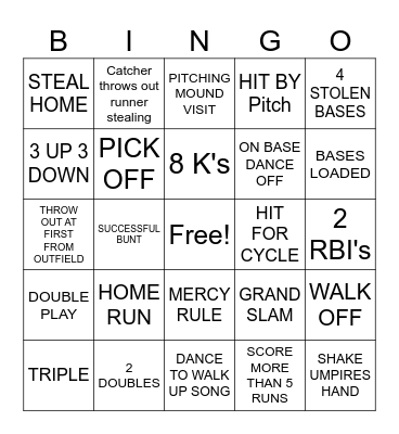RANGER BASEBALL BINGO Card