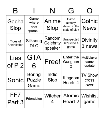GAME FEST Bingo Card