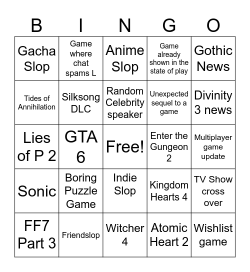 GAME FEST Bingo Card