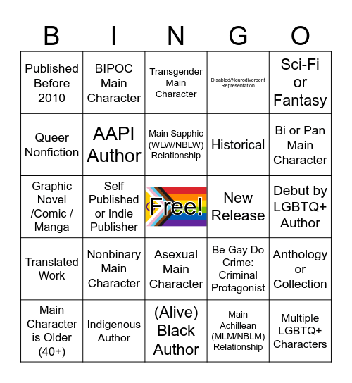 Pride Bingo Card