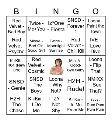 Girl Group Músicas Bingo Card