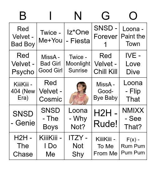 Girl Group Músicas Bingo Card