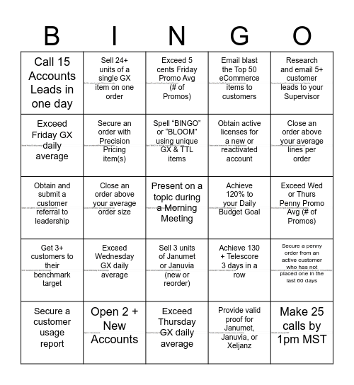 June Bloom Bingo* Bingo Card