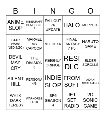 SGF Bingo Card