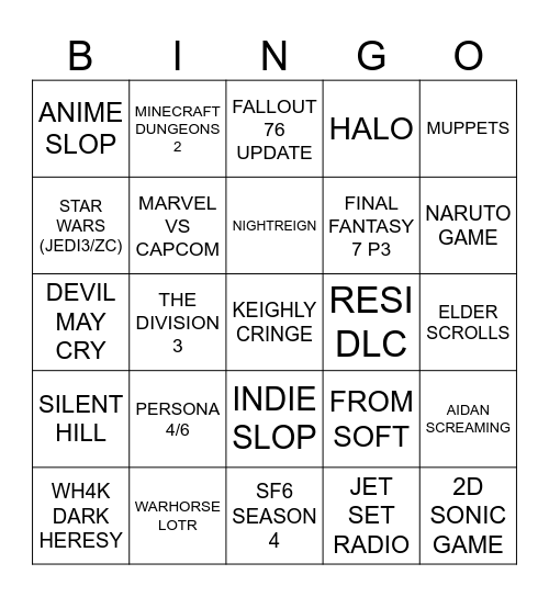 SGF Bingo Card