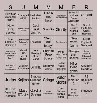 Summer Games Fest 2026 Bingo Card