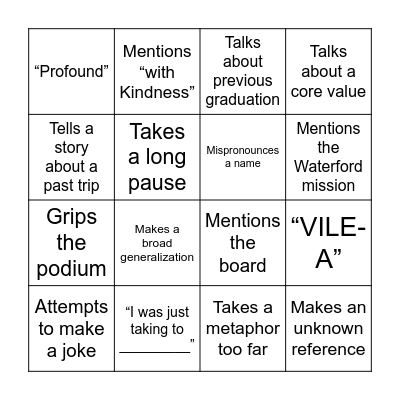 Commencement BINGO Card