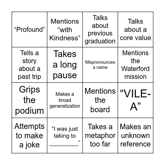 Commencement BINGO Card