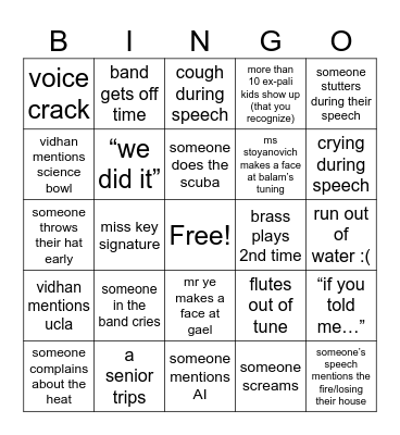 Grad Bingo Card