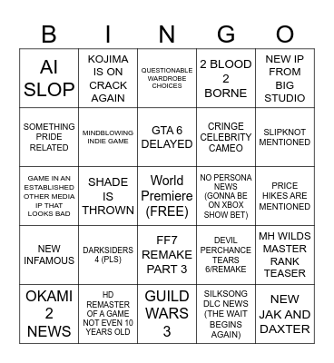 SGF Bingo Card
